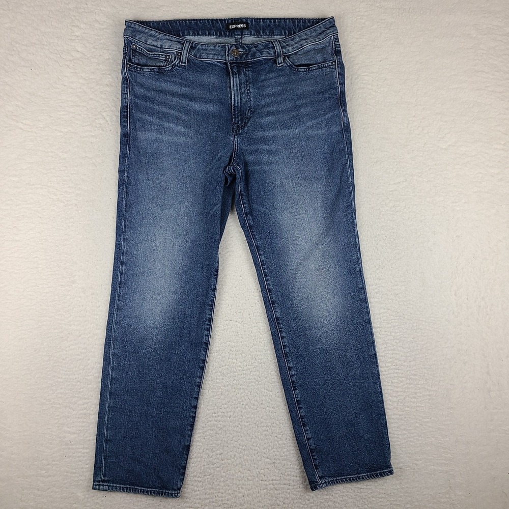 EXPRESS Jeans Mens‎ 36x30 Blue Athletic Tapered Fit Dark Wash Denim